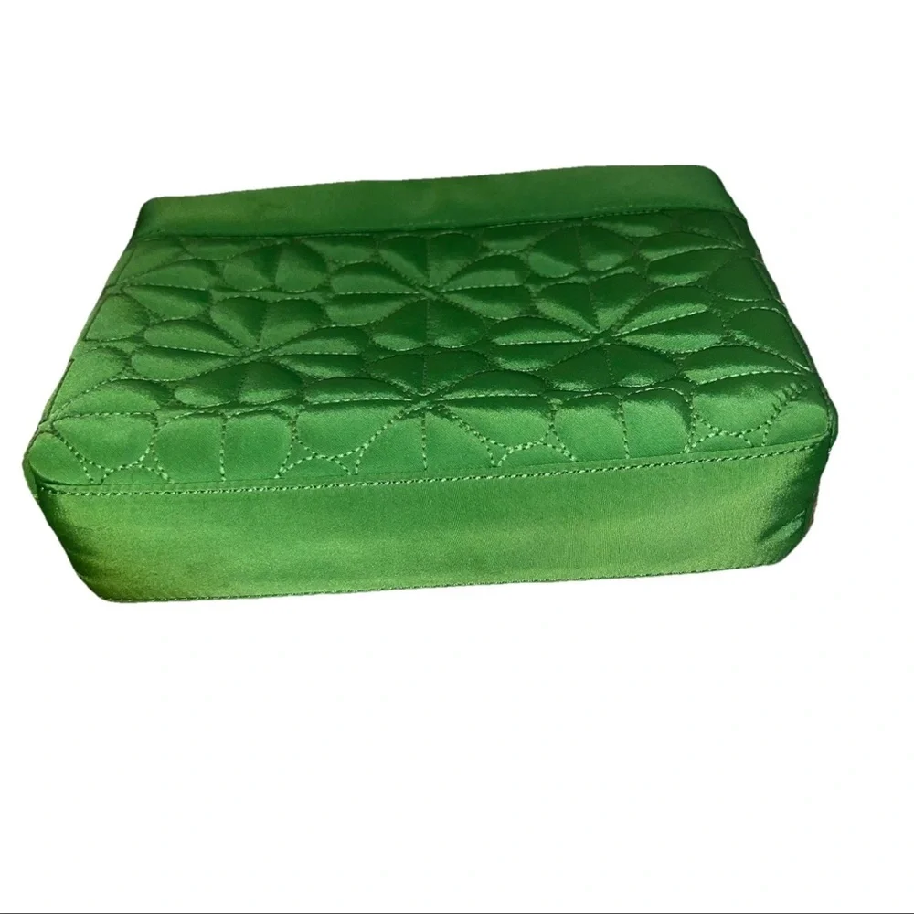Kate Spade Spade Flower Quilted Cosmetic Pouch – Green – NWT‎ KK254